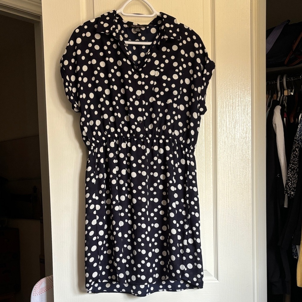 Navy and White Polka Dot Dress